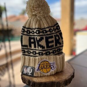 NBA Los Angeles Lakers Cream and Black Knit Beanie